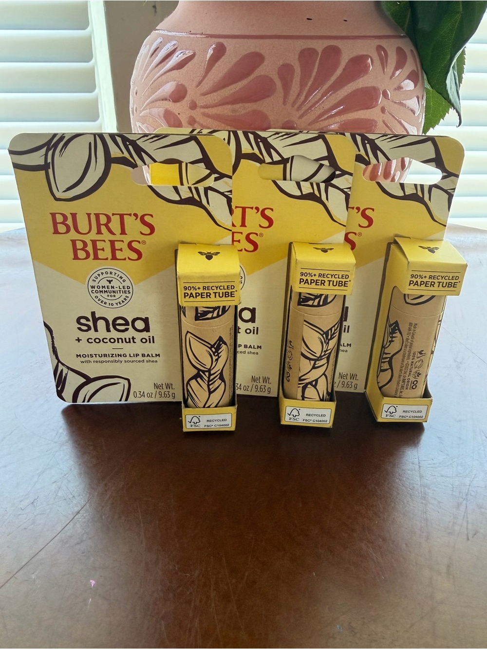 Bundle of 3 , Burt's Bees Shea + Coconut Oil Lip Balm Natural 0.34 oz 3 pac